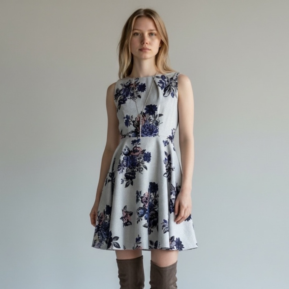 ELLE Floral Sleeveless Fit & Flare Dress Women’s 6